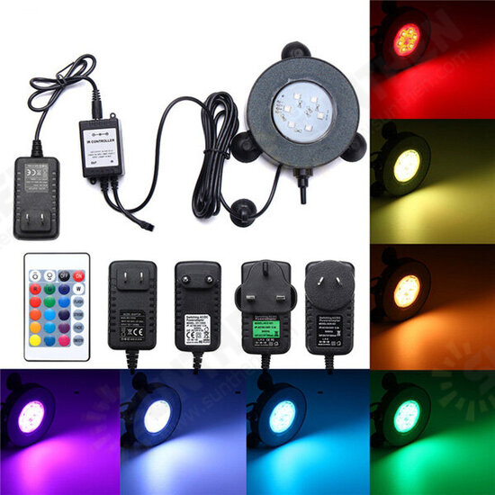 Aquarium Fish Tank RGB 6 LED Bubble Light Underwater Remote Controller