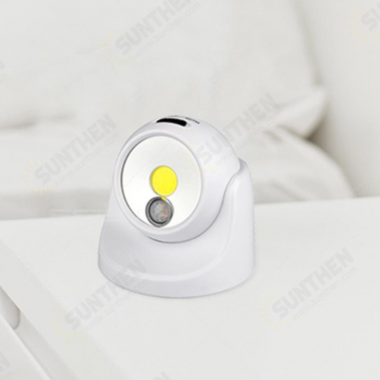 Battery Powered / USB Rechargeable 360 Degree Rotation COB PIR Motion Sensor Night Wall Light Home