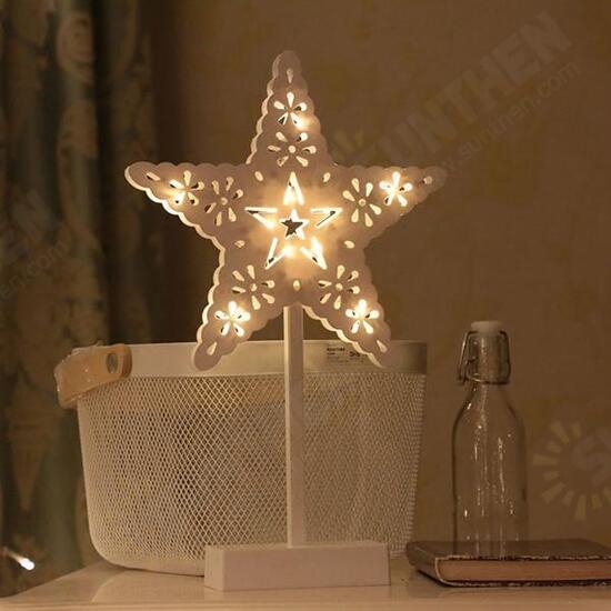 Battery Powered Star Christmas Tree Heart LED Night Light Table Lamp Home Decoration