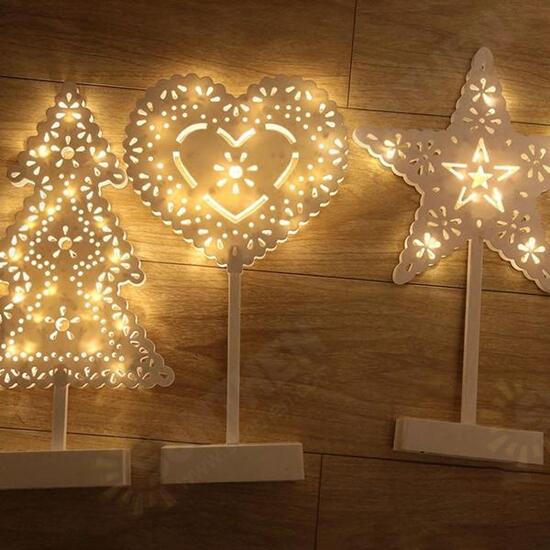 Battery Powered Star Christmas Tree Heart LED Night Light Table Lamp Home Decoration