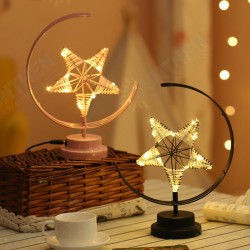 Battery/USB Powered Warm Light Black/Pink Star Moon Night Light Desk Lamp Birthday Gift Battery/USB Powered Warm Light Black/Pink Star Moon Night Light Desk Lamp Birthday Gift