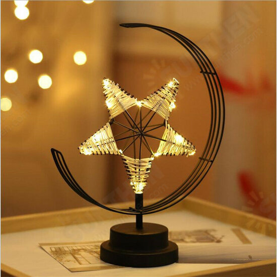 Battery/USB Powered Warm Light Black/Pink Star Moon Night Light Desk Lamp Birthday Gift Battery/USB Powered Warm Light Black/Pink Star Moon Night Light Desk Lamp Birthday Gift