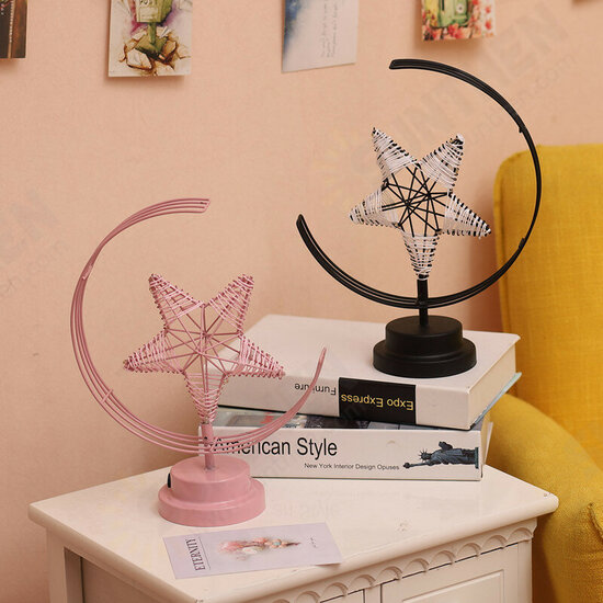 Battery/USB Powered Warm Light Black/Pink Star Moon Night Light Desk Lamp Birthday Gift Battery/USB Powered Warm Light Black/Pink Star Moon Night Light Desk Lamp Birthday Gift
