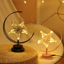 Battery/USB Powered Warm Light Black/Pink Star Moon Night Light Desk Lamp Birthday Gift Battery/USB Powered Warm Light Black/Pink Star Moon Night Light Desk Lamp Birthday Gift