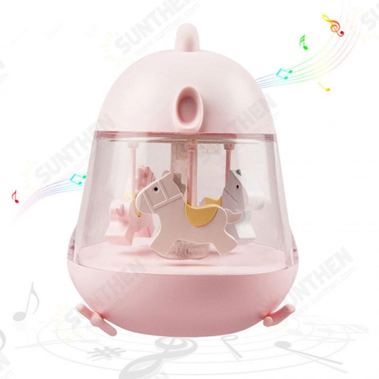 Carousel Music Box 7 Color Change Cartoon Carousel Music Night Light Clockwork Touch Chick Music Case Kid Gift Home Decor