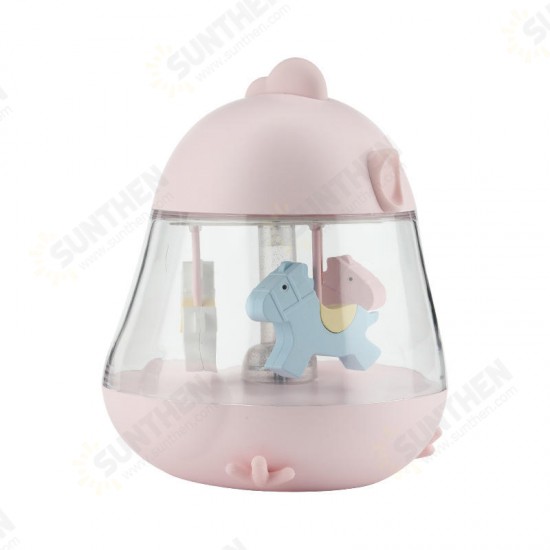 Carousel Music Box 7 Color Change Cartoon Carousel Music Night Light Clockwork Touch Chick Music Case Kid Gift Home Decor