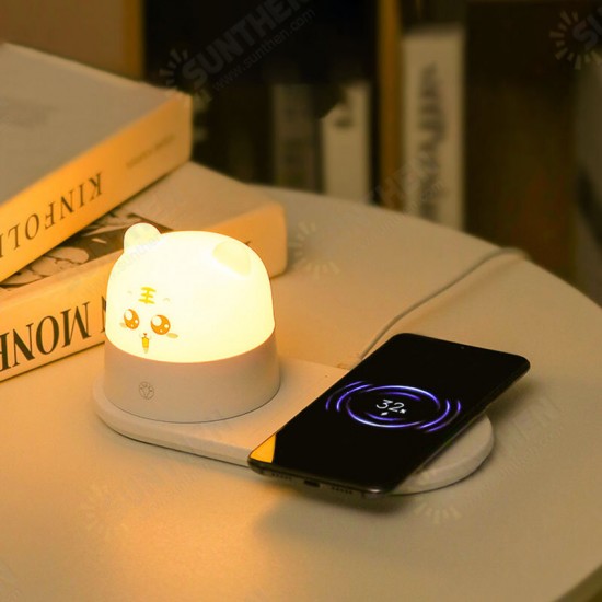 Cartoon Tiger Mobile Phone Wireless Charging Desk Lamp Separate Magnetic Night Light Fast Charging Eye Protection Desktop Bedroom Bedside Lamp