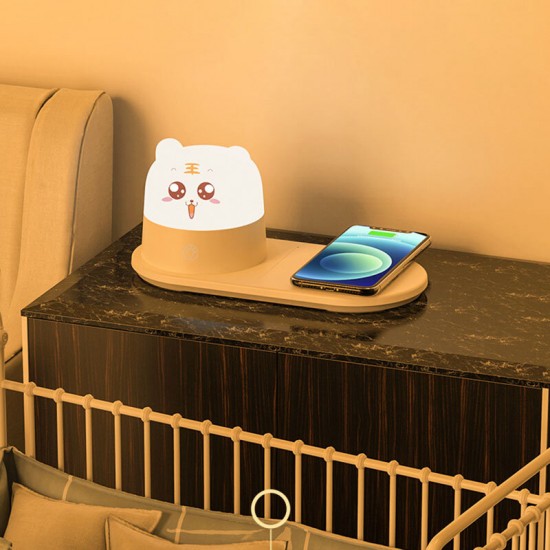 Cartoon Tiger Mobile Phone Wireless Charging Desk Lamp Separate Magnetic Night Light Fast Charging Eye Protection Desktop Bedroom Bedside Lamp