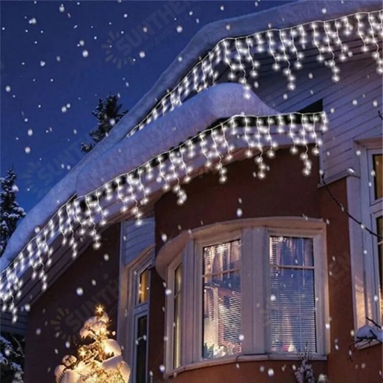 Christmas 4M 96 LED Indoor Outdoor String Lights 220V Curtain Icicle Drop LED Party Garden Stage Decorative Light - 220V EU Plug