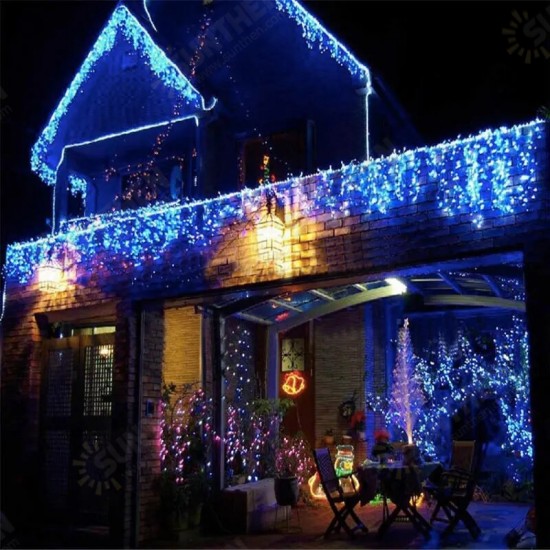 Christmas 4M 96 LED Indoor Outdoor String Lights 220V Curtain Icicle Drop LED Party Garden Stage Decorative Light - 220V EU Plug