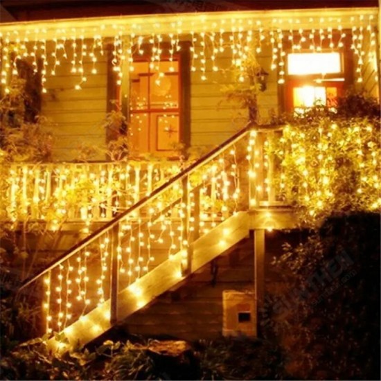 Christmas 4M 96 LED Indoor Outdoor String Lights 220V Curtain Icicle Drop LED Party Garden Stage Decorative Light - 220V EU Plug