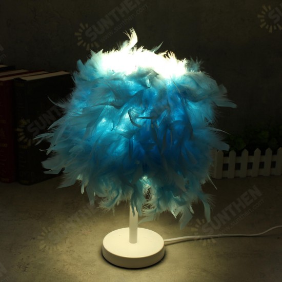Colorful Feather Shade Table Lamp Bedside Desk Lamp Night Light Home Decor Gifts Colorful Feather Shade Table Lamp Bedside Desk Lamp Night Light Home Decor Gifts