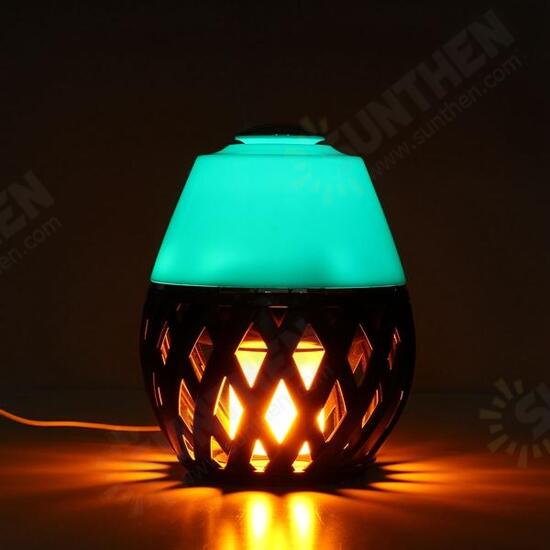 Colorful LED Torch Flame Flicker Night Light Humidifier Aroma Oil Diffuser Air Purifier