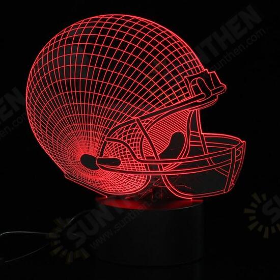 Colorful Rugby Hat 3D Touch Control USB LED Desk Table Light Night Lamp