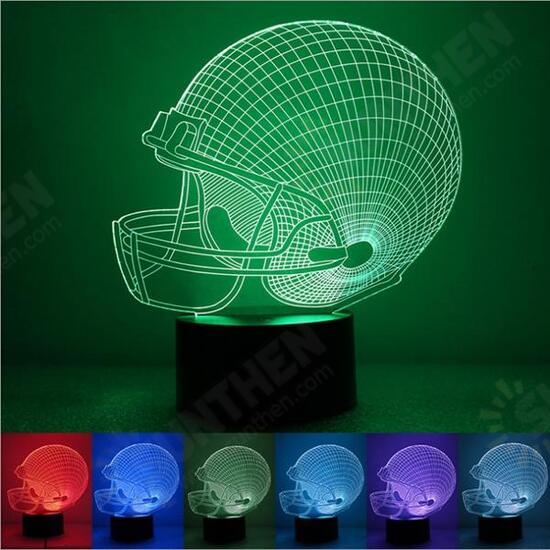 Colorful Rugby Hat 3D Touch Control USB LED Desk Table Light Night Lamp