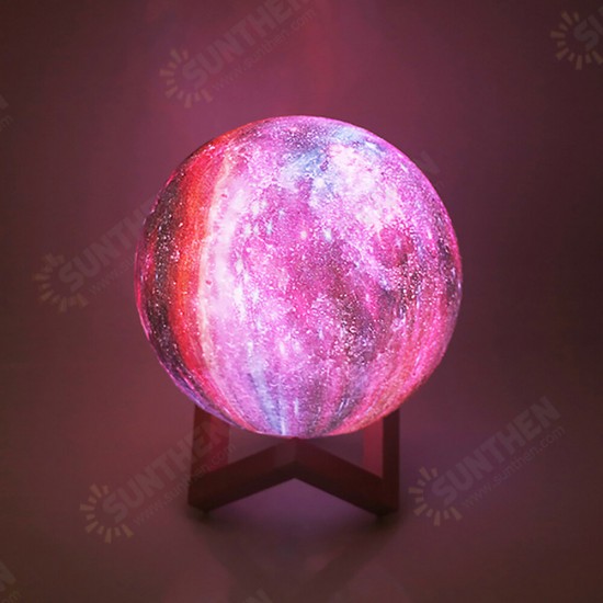 3D D15cm 16 Colors 3D Printing Moon Lamp LED Night Light with Remote Control and Wood Bracket for Home Bedroom Decor