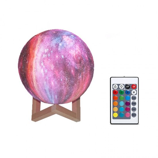 3D D15cm 16 Colors 3D Printing Moon Lamp LED Night Light with Remote Control and Wood Bracket for Home Bedroom Decor