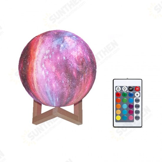 3D D15cm 16 Colors 3D Printing Moon Lamp LED Night Light with Remote Control and Wood Bracket for Home Bedroom Decor