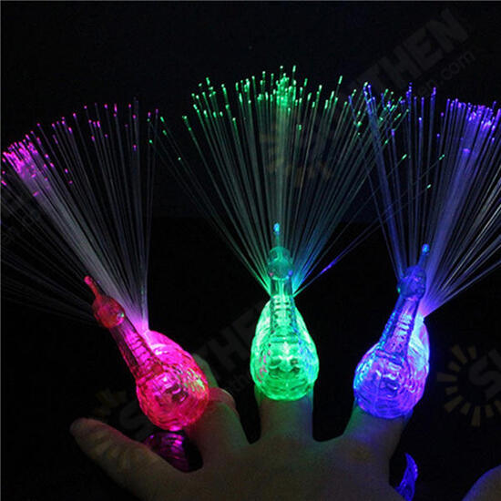 Creative Colorful Peacock Finger LED Light Ring for Parties Cheering Novelty Toys Gift For Kids