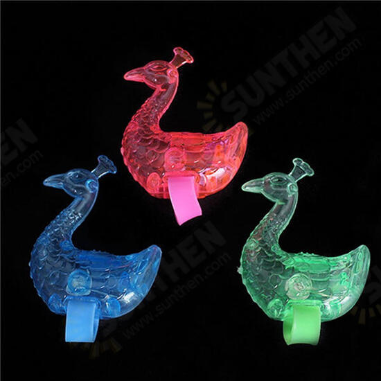 Creative Colorful Peacock Finger LED Light Ring for Parties Cheering Novelty Toys Gift For Kids