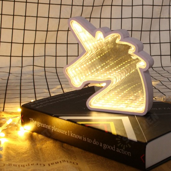 Creative Cute Unicorn Mirror Lamp LED Tunnel Night Light for Kid Atmosphere Light White/Warm White Creative Cute Unicorn Mirror Lamp LED Tunnel Night Light for Kid Atmosphere Light White/Warm White