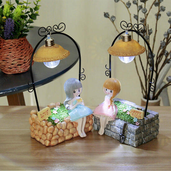 Creative Farm Girl Table Night Light Resin Craft Character Ornaments Xmas Gifts