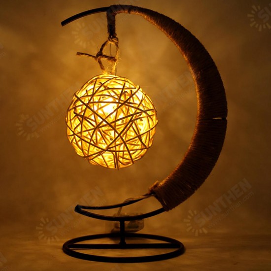 Creative Handmade Hemp Rope Rattan Ball Copper Wire Lamp Glass Apple Modeling Lamp Decor Light