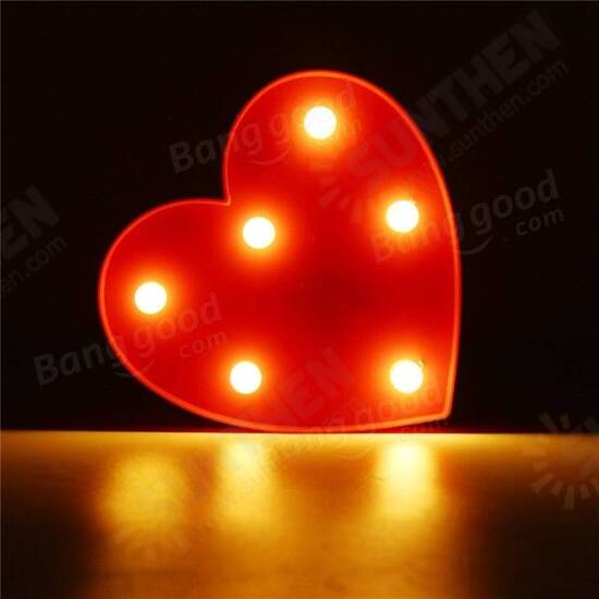 Cute 11 LED Marquee Heart Night Light Battery Lamp Baby Kids Bedroom Home Decor