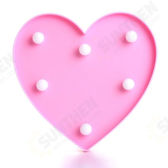 Cute 11 LED Marquee Heart Night Light Battery Lamp Baby Kids Bedroom Home Decor