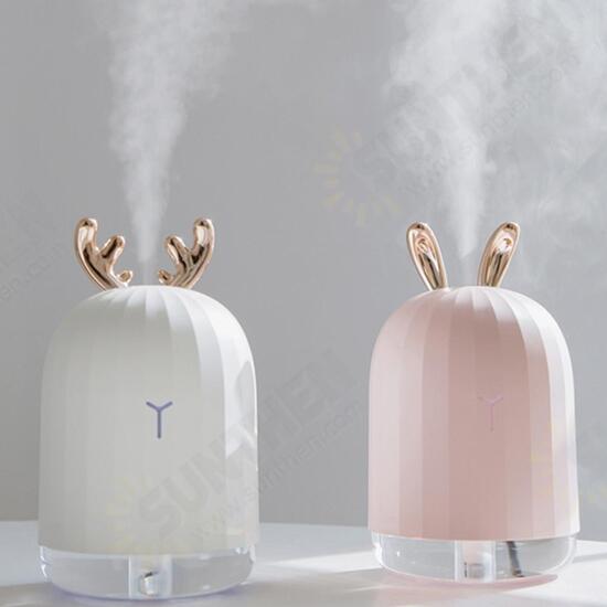 Cute White Deer / Pink Rabbit 220ML Humidifier Air Purifier USB Colorful Light for Home Office Car