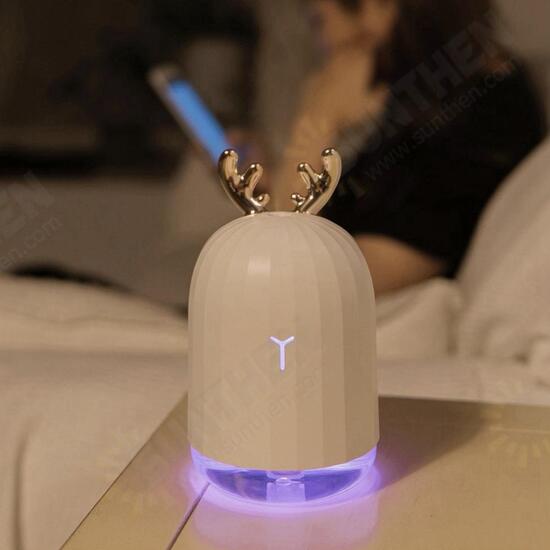 Cute White Deer / Pink Rabbit 220ML Humidifier Air Purifier USB Colorful Light for Home Office Car