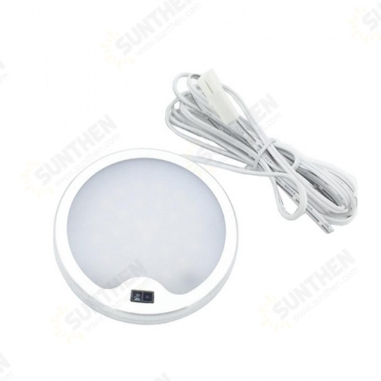 DC12V 5W Round Hand Wave Sensor LED Switch Cabinet Light Aluminum Kitchen Wardrobe Counter Lamp