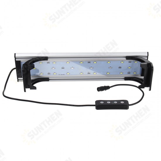 Dimmable & Timer LED Fish Tank Light Lamp Hood Aquarium Lighting with Extendable Brackets for 30CM Tank Plant Growth, 3 Light Modes, White + Blue + Red LEDs 5730SMD