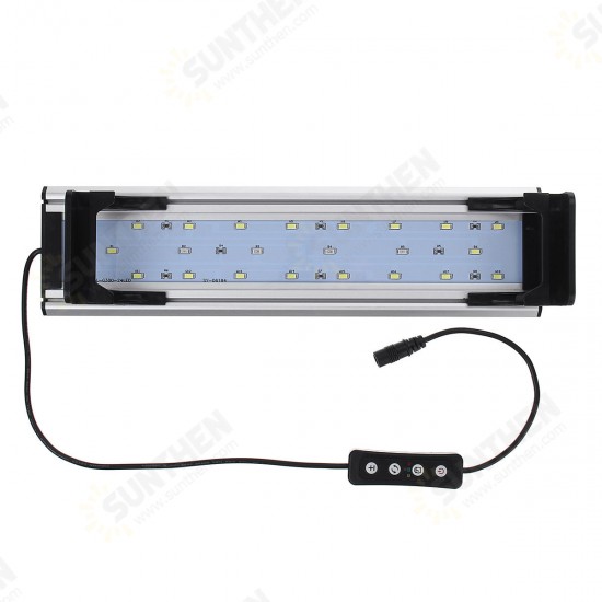 Dimmable & Timer LED Fish Tank Light Lamp Hood Aquarium Lighting with Extendable Brackets for 30CM Tank Plant Growth, 3 Light Modes, White + Blue + Red LEDs 5730SMD