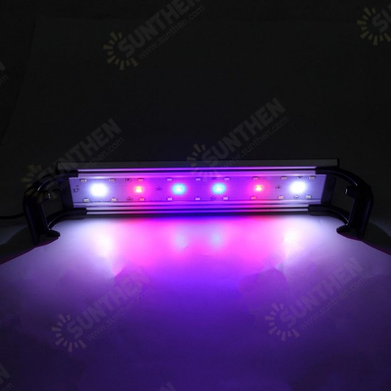 Dimmable & Timer LED Fish Tank Light Lamp Hood Aquarium Lighting with Extendable Brackets for 30CM Tank Plant Growth, 3 Light Modes, White + Blue + Red LEDs 5730SMD