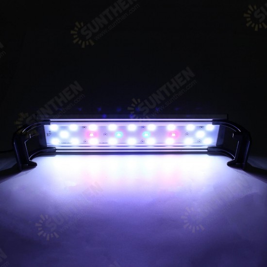 Dimmable & Timer LED Fish Tank Light Lamp Hood Aquarium Lighting with Extendable Brackets for 30CM Tank Plant Growth, 3 Light Modes, White + Blue + Red LEDs 5730SMD