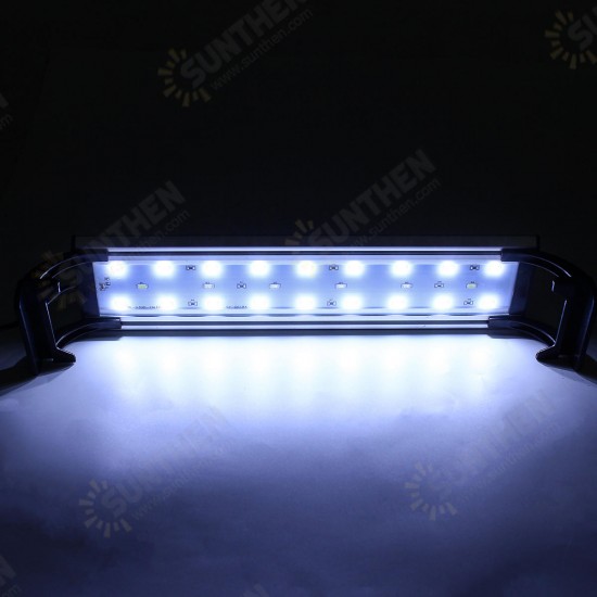 Dimmable & Timer LED Fish Tank Light Lamp Hood Aquarium Lighting with Extendable Brackets for 30CM Tank Plant Growth, 3 Light Modes, White + Blue + Red LEDs 5730SMD