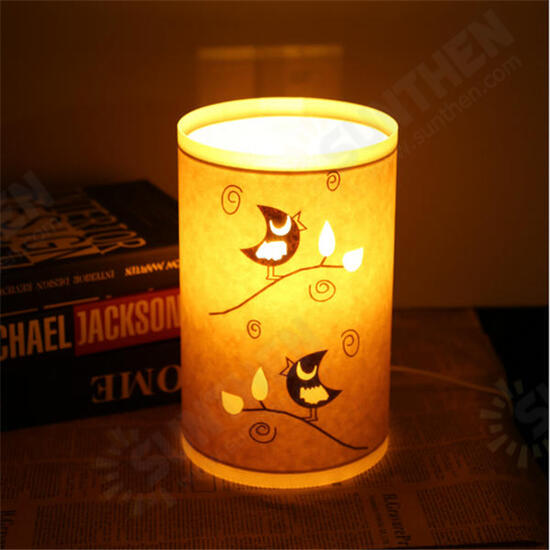 E27 Hand Carved Warm Desk Light Parchment LED Table Lamp for Home Decor