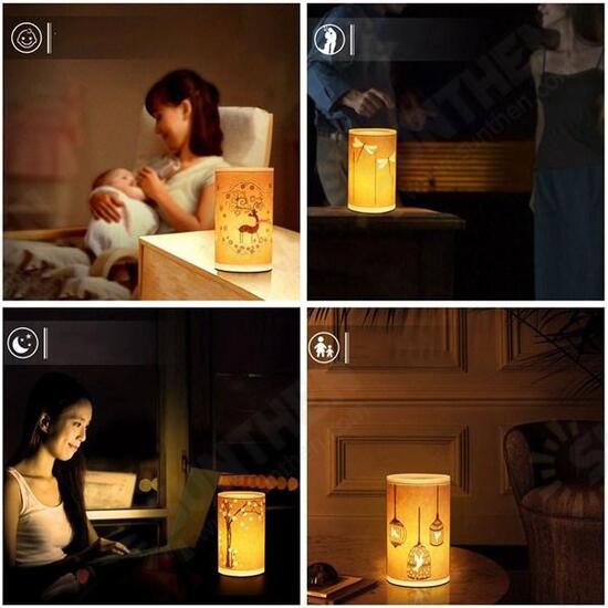 E27 Hand Carved Warm Desk Light Parchment LED Table Lamp for Home Decor