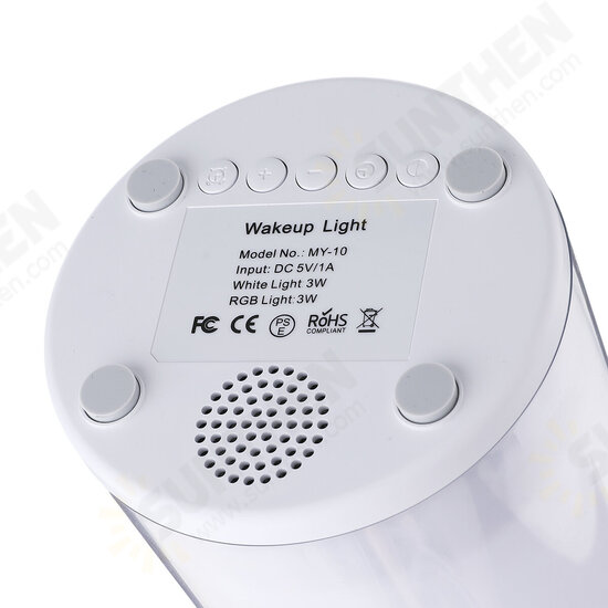 3W 3100K RGB Wake-up Lamp Digital Alarm Clock Warm White Light with 3 Dimmable Modes for Bedroom