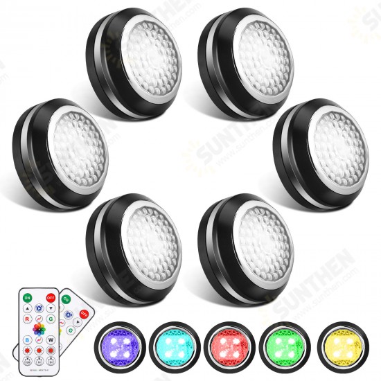 6PCS DC 4.5V RGB 3800-4000K 4 Modes Touch Round Cabinet Light with 2PCS Remote Controller for Bedroom 6PCS DC 4.5V RGB 3800-4000K 4 Modes Touch Round Cabinet Light with 2PCS Remote Controller for Bedroom