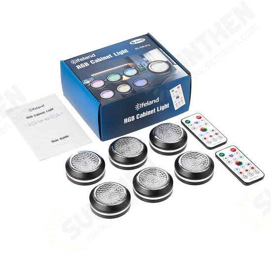 6PCS DC 4.5V RGB 3800-4000K 4 Modes Touch Round Cabinet Light with 2PCS Remote Controller for Bedroom 6PCS DC 4.5V RGB 3800-4000K 4 Modes Touch Round Cabinet Light with 2PCS Remote Controller for Bedroom