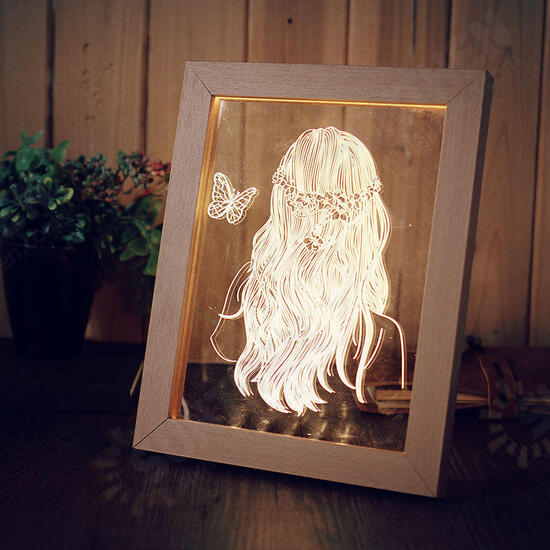 FL-716 3D Photo Frame Illuminative LED Night Light Wooden Girl Christmas USB Lamp