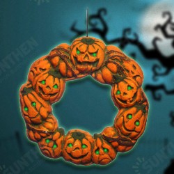 Halloween Spooky Wreath LED Lantern LED Pumpkin Light Door Hanger Home Decor Halloween Spooky Wreath LED Lantern LED Pumpkin Light Door Hanger Home Decor