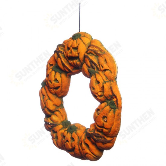 Halloween Spooky Wreath LED Lantern LED Pumpkin Light Door Hanger Home Decor