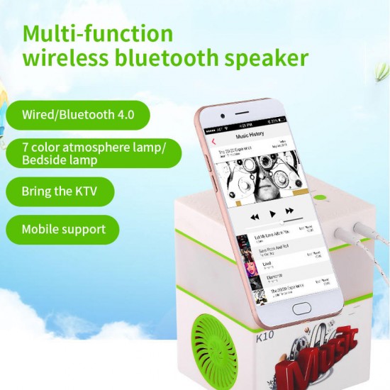 K10 Multifunctions Portable bluetooth Speakers Handheld KTV Stereo Music LED bluetooth Speaker Support TF Card LED Lights