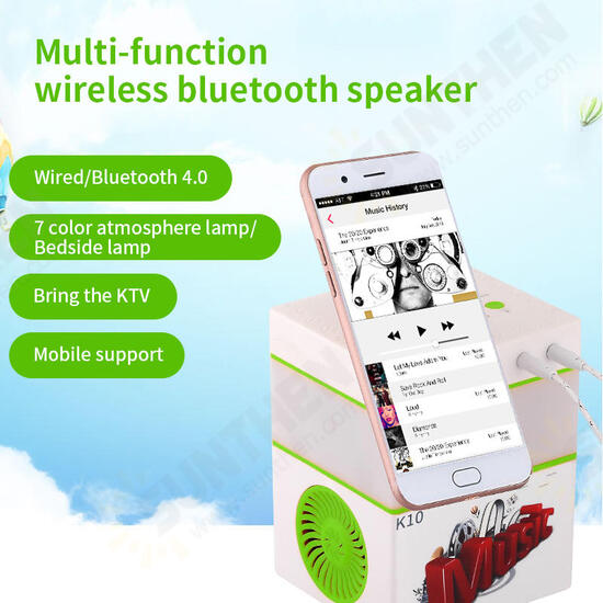 K10 Multifunctions Portable bluetooth Speakers Handheld KTV Stereo Music LED bluetooth Speaker Support TF Card LED Lights