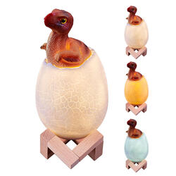KL-02 Decorative 3D Oviraptor Dinosaur Egg Smart Night Light Touch Switch 3 Colors Change LED Nightlight For Christmas Gift