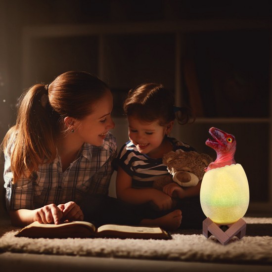 KL-02 Decorative 3D Raptor Dinosaur Egg Smart Night Light Remote Control Touch Switch 16 Colors Change LED Nightlight For Christmas Gift