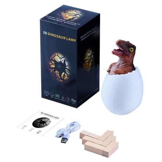 KL-02 Decorative 3D Raptor Dinosaur Egg Smart Night Light Touch Switch 3 Colors Change LED Nightlight For Christmas Gift